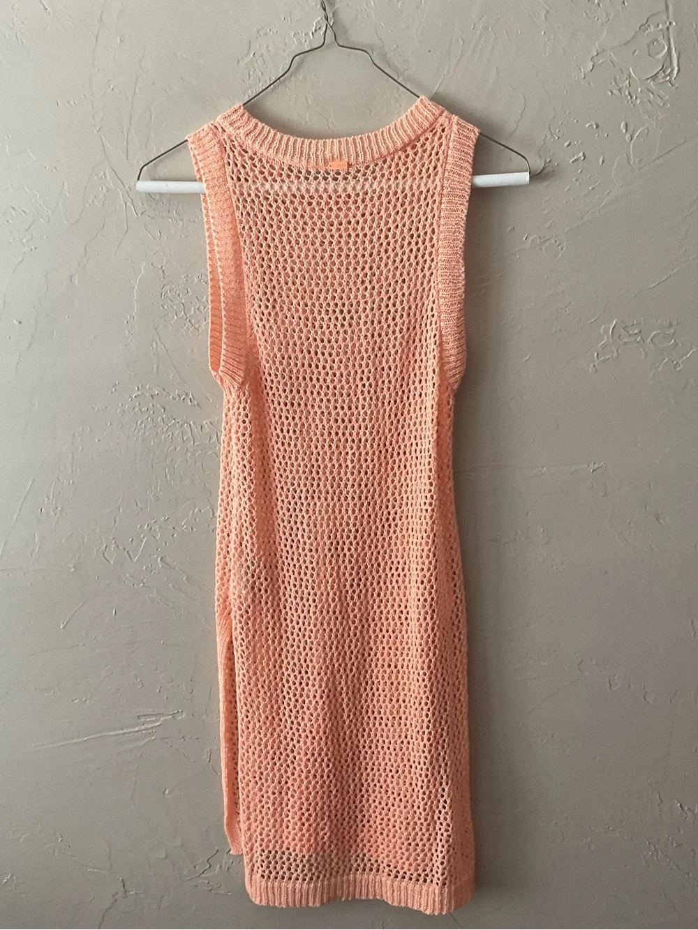Roxy Peach Open-Knit Sleeveless Coverup